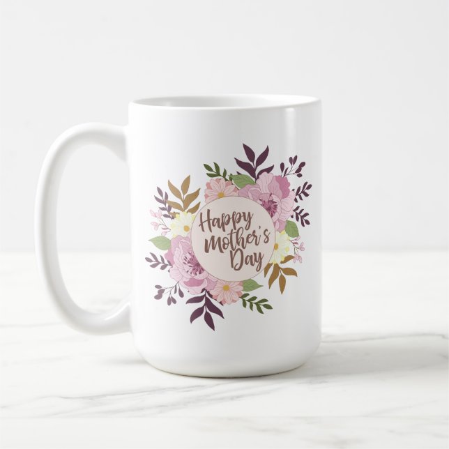 Caneca | clássica floral do dia das mães feliz (Esquerda)