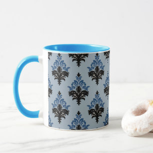 Caneca Clássico estilo Damasco azul e preto 