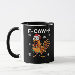 Caneca Clássico Galo de Natal F-Caw-F Engraçado