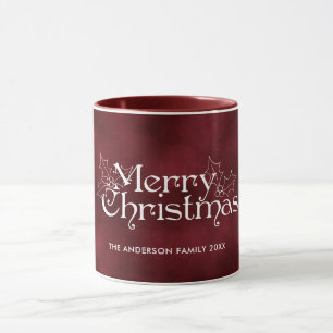Caneca Clássico Natal Vermelho Veludo Alegre Nome