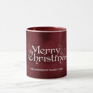 Caneca Clássico Natal Vermelho Veludo Alegre Nome