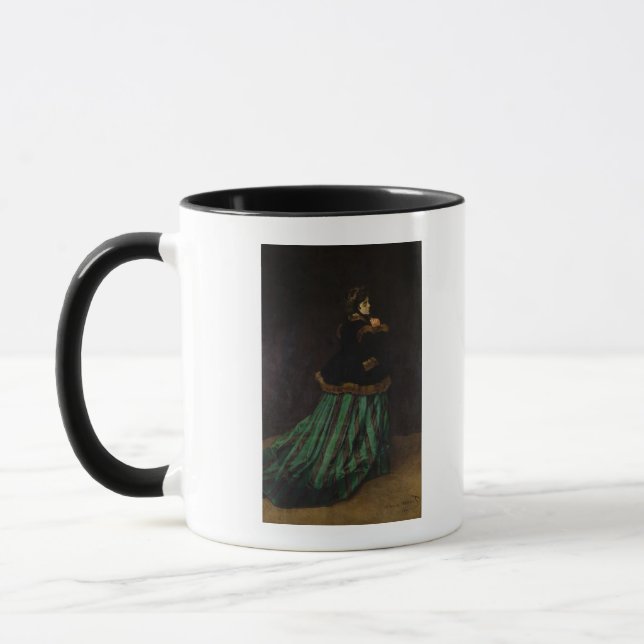 Caneca Claude Monet | a mulher no vestido verde, 1866 (Esquerda)