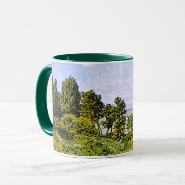 Caneca Claude Monet pintando, perto do mar, (Frente Esquerda)