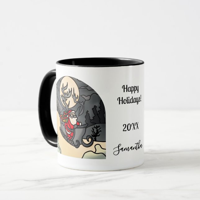 Caneca Claus de Feriado Russo Admitido (Frente Esquerda)