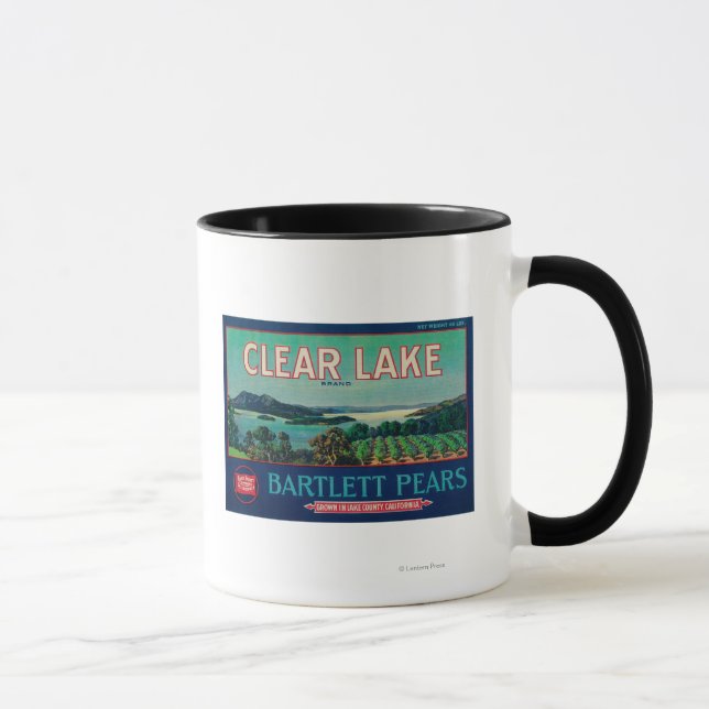 Caneca Clear Lake Pear Crate LabelLake County, CA (Direita)