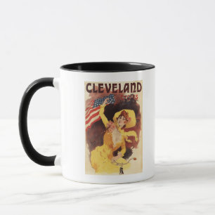 Caneca Cleveland Bicycles a menina americana no amarelo