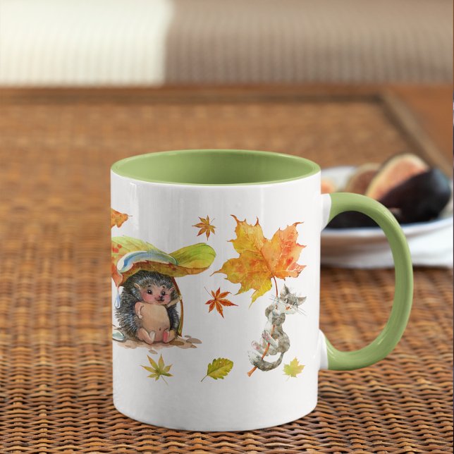 Caneca Clipe de Animais de Corte de outono (Fall Autumn Cute Animals Clipart Mug)