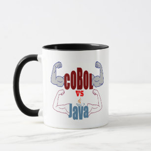Caneca Cobol vs Java Linguagens de Programação Confronto 