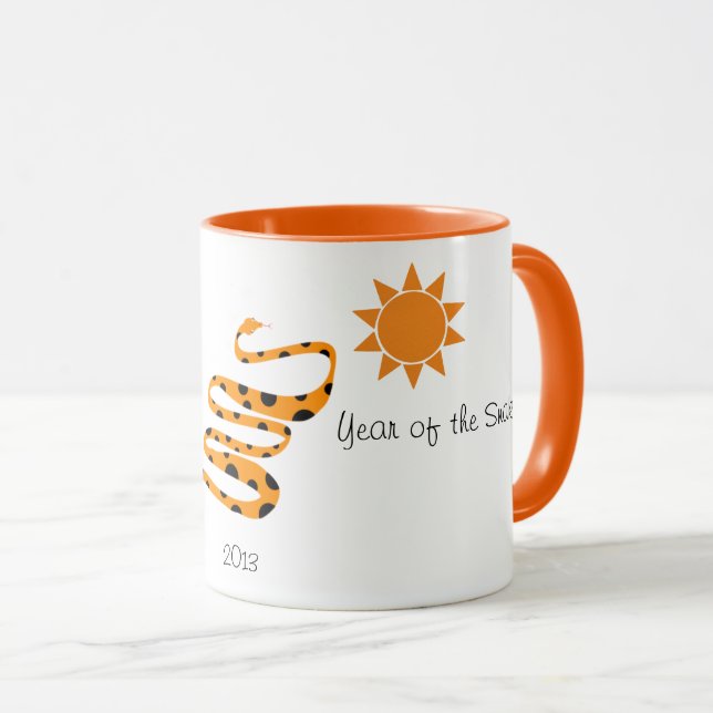 Caneca Cobra Chinês Zodiano Ano Monograma Crianças Divert (Frente Esquerda)
