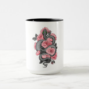 Caneca Cobra e rosas de pêssego