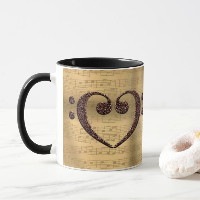 Caneca Cobre Dual Bass Clef Heart Music Lover (Com Donut)
