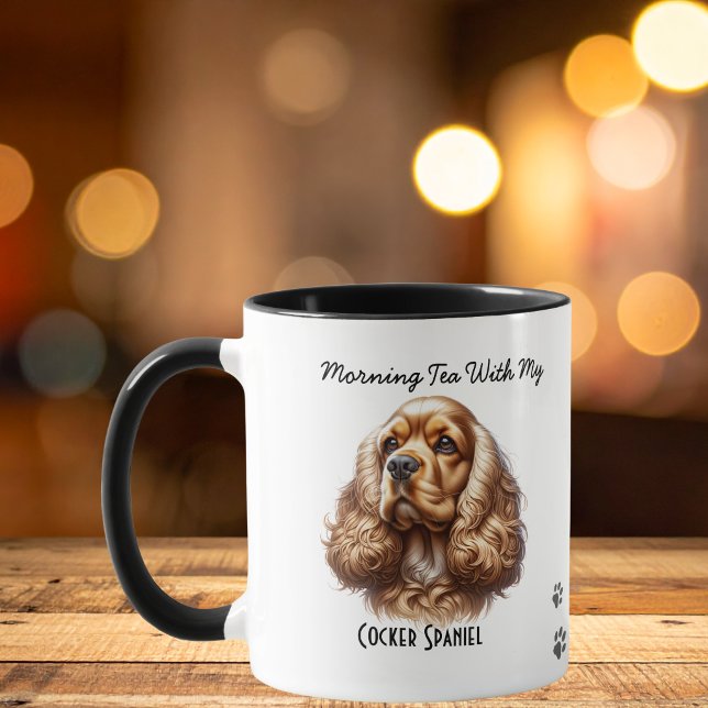 Caneca Cocker Spaniel de Estimação Patas Marrons Personal (Personalize this fun Cocker Spaniel Mug, add your pets photo and name in the center of mug)