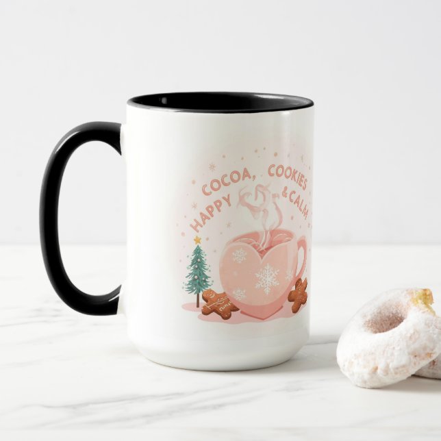 Caneca Cocoa, Cookies & Calm – Pastel Christmas CoT-Shirt (Com Donut)