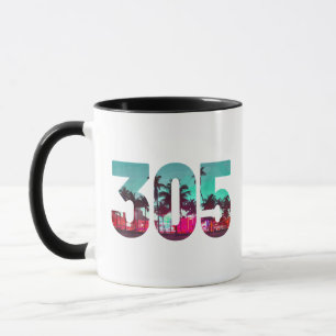 Caneca Código de Área de Miami 305 - Prítico de Palmeiras