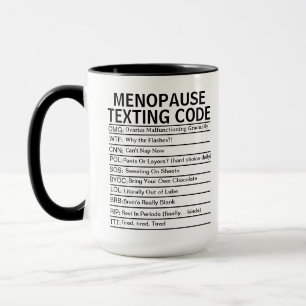 Caneca Código de Mensagens da Menopausa, presente engraça