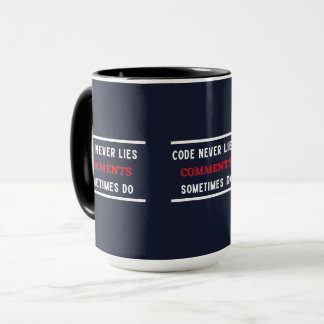 Caneca código nunca mente comentários às vezes