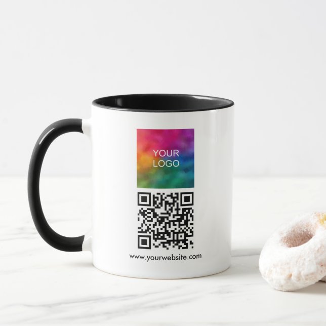 Caneca Código QR Combo Logotipo da Empresa Personalizado (Com Donut)