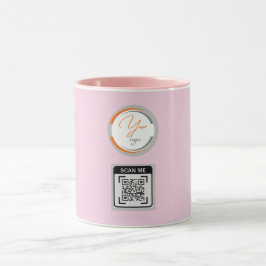 Caneca Código QR de Logotipo Simples Empresarial Rosa