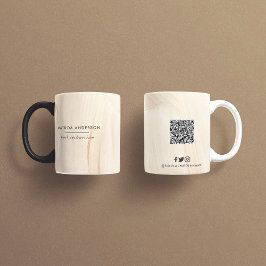 Caneca Código QR Neutro Elegante Natural Abstrato Pintado