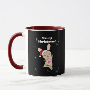Caneca Coelhinha Feliz Natal Animais de inverno Coelhos M