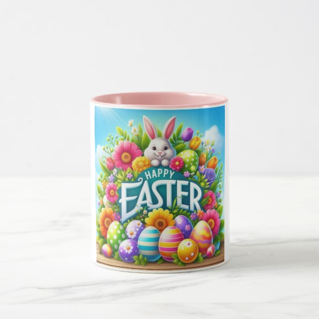 Caneca Coelhinho bonito de primavera/Páscoa com ovo (Centro)