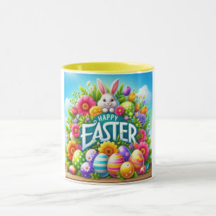 Caneca Coelhinho bonito de primavera/Páscoa com ovo