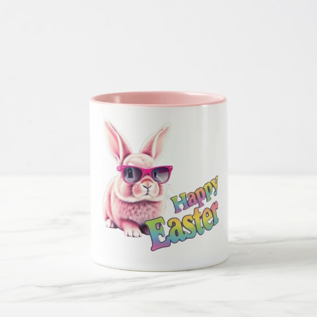 Caneca Coelhinho com Felz pascoa de óculos de sol (Centro)