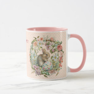 Caneca Coelhinho da Páscoa doce em Flores da primavera Ad