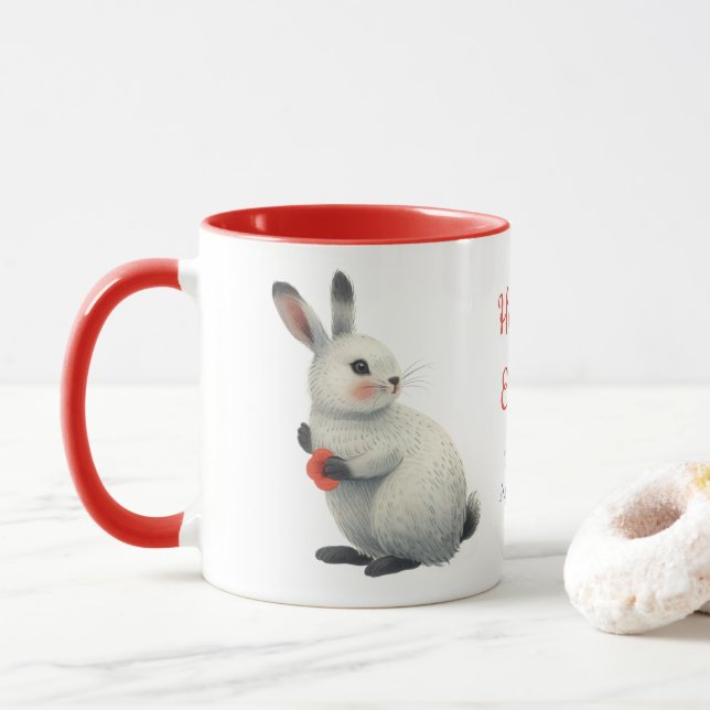 Caneca Coelhinho de Aquarela Caprichosa de Páscoa (Com Donut)
