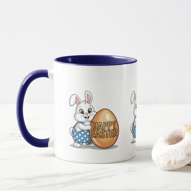 Caneca Coelhinho de Bolinhas Feliz Páscoa (Com Donut)