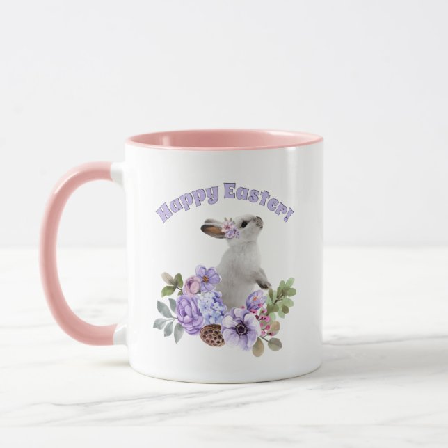 Caneca Coelhinho de Páscoa Causado com Flores (Esquerda)