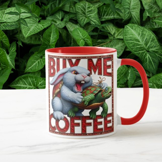 Caneca Coelhinho e Tartaruga: Me Comprar Um Café (Criador carregado)