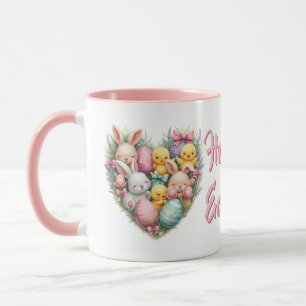 Caneca Coelhinhos de Páscoa e Pintinhos Pastel Cottagecor