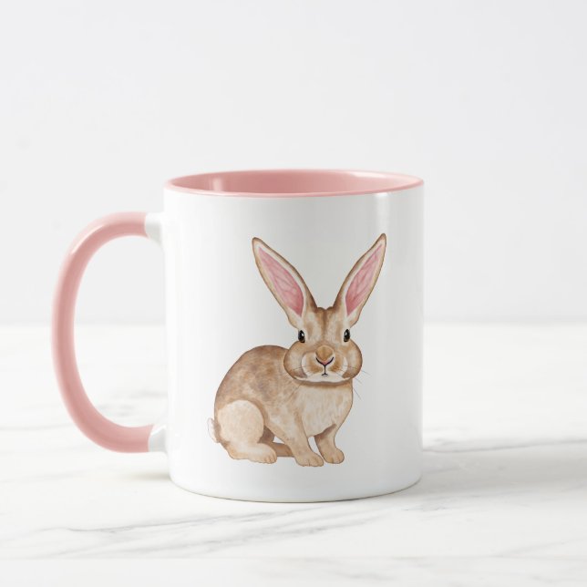 Caneca Coelho Aquarela Marrom Com Orelhas Grandes Páscoa  (Esquerda)