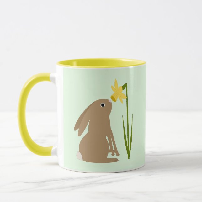 Caneca Coelho Coelho da Páscoa e flor de Daffodilo (Esquerda)