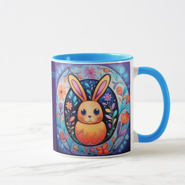 Caneca Coelho da Páscoa Adicionar Nome Presente Fofo Café (Direita)