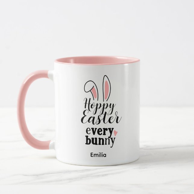 Caneca Coelho da Páscoa Feliz Presente Personalizado (Esquerda)