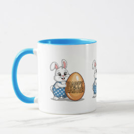 Caneca Coelho de Bolinhas Feliz Páscoa