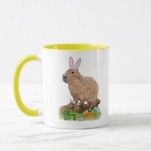 Caneca Coelho de Páscoa de Capivara Fofo Engraçado