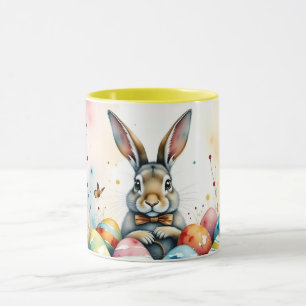 Caneca Coelho de Páscoa Fofo com Ovos Pintados Coloridos
