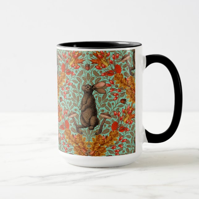 Caneca Coelho do outono em verde claro (Direita)