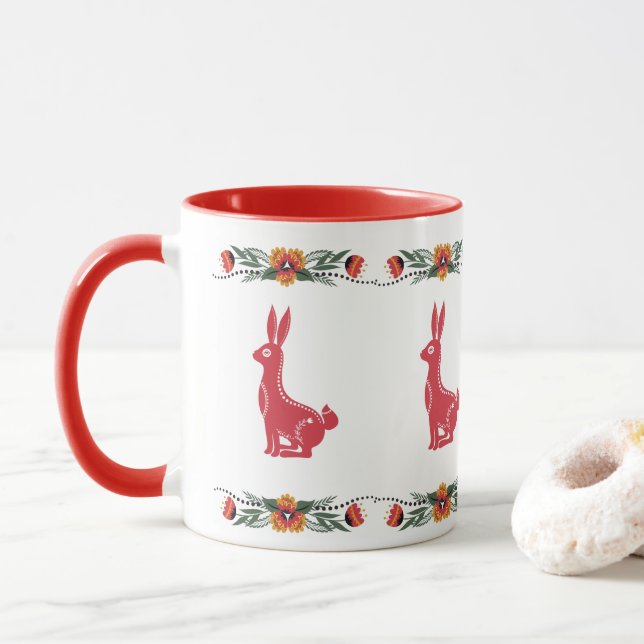 Caneca Coelho Escandinavo Vermelho (Com Donut)