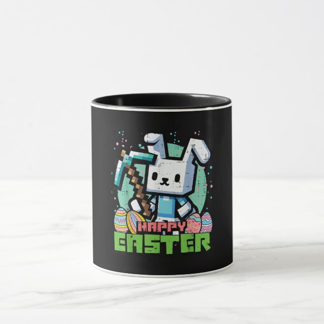 Caneca Coelho Feliz de Páscoa Jogo Pixel  (Centro)