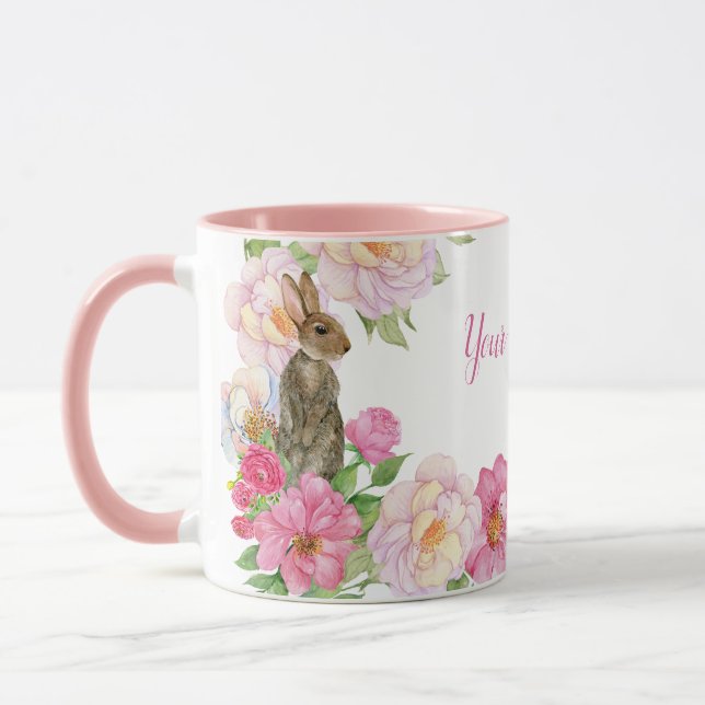 Caneca Coelho floral rosa (Esquerda)