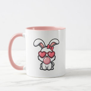 Caneca Coelho Kawaii Divertido com Bolha de Chiclete
