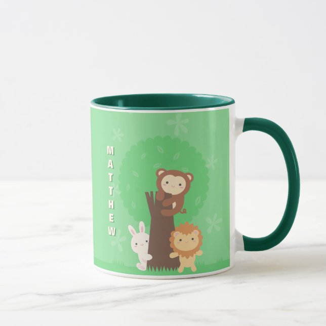 Caneca Coelho-leão-cômodo e animais florestais-macacos (Direita)