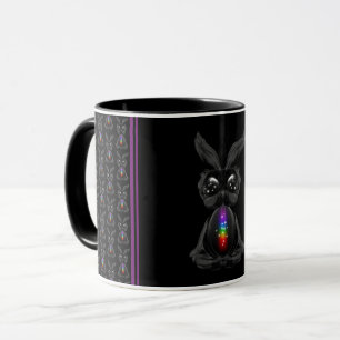 Caneca Coelho Negro Cinto com Alma Arco-Íris Chakra