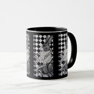 Caneca Coelho Negro e Branco Holandês Rabbit Geométrico D