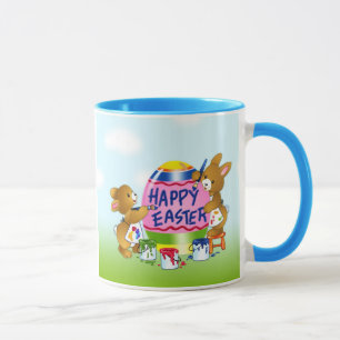 Caneca Coelhos de felz pascoa que decoram ovos
