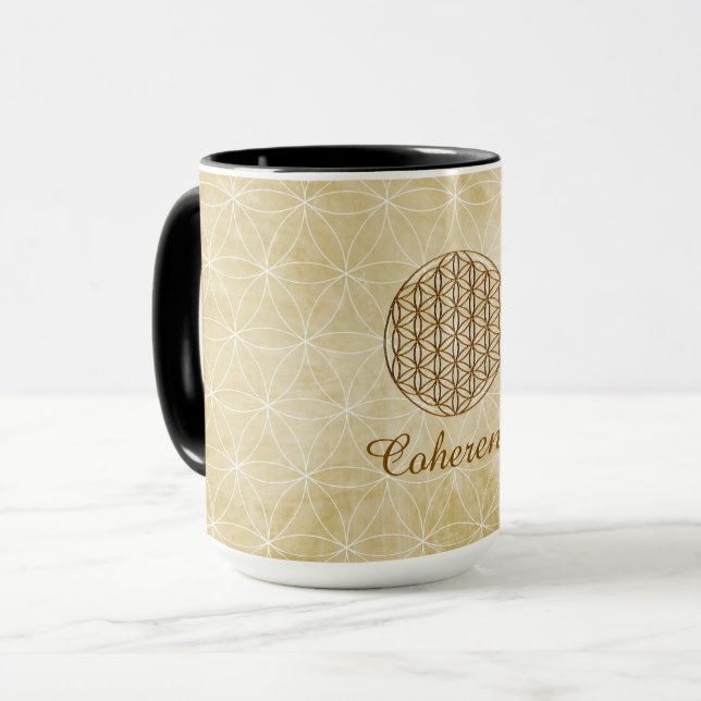 Caneca "Coerência" Flor da Vida (Frente Esquerda)